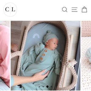 CADEN LANE - SEA SALT RIBBED BAMBOO BABY - KNOT GOWN & HAT